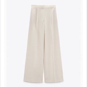 Zara Wide Leg Menswear Style Sand Pants XS